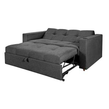 Imagem de Sofá-Cama Austin Reclinável Casal 3 Lugares com Porta-Copos Casa Imperial Chumbo 208