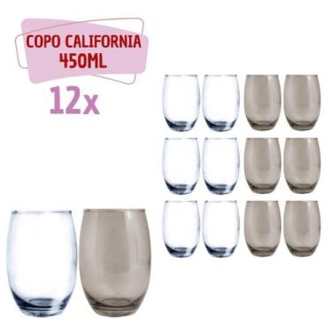 Imagem de Conjunto Copos de Vidro 450ml 6 Transparente 6 Cinza California - PRAT
