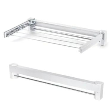 Imagem de Varal Retrátil Dobrável, Branco,Rack de Secagem,Vatral Portátil - 5 Varetas