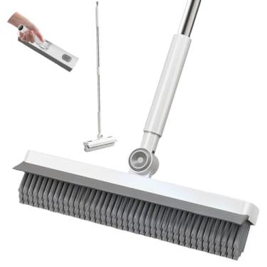 Imagem de Escova de limpeza de chão, escova de limpeza 2 em 1 com alça longa, esfregão de chão para pátio, chuveiro, garagem e deck - esfregão de superfície de azulejo resistente, concreto e madeira