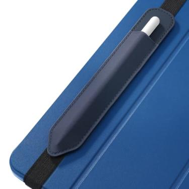 Imagem de MoKo Porta-lápis serve para Apple Pencil (Pro e USB-C e 1ª e 2ª geração), bolso elástico destacável para caneta Stylus com faixa elástica anexada à capa do iPad, índigo