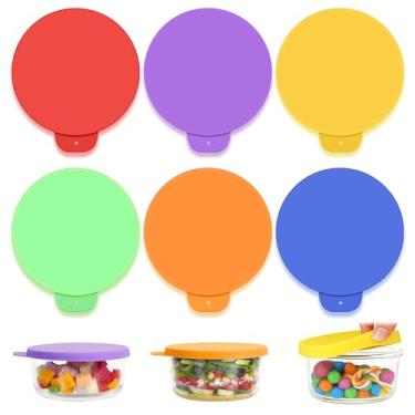 Imagem de Teenyyou 6 peças, 4 xícaras, tampas de substituição de silicone compatíveis com Pyrex 7201-PC tigelas de vidro tampas de silicone para armazenamento de alimentos, tampa de alimentos, lava-louças