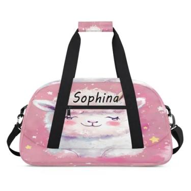Imagem de Bolsa esportiva personalizada, animal, ovelha, estrelas, fofa, com nome, bolsa de dormir personalizada, bolsa de fim de semana, bolsa de treino para dança, balé, academia, ginástica, mala, viagem
