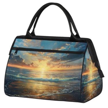 Imagem de Bolsa pequena para o fim de semana para mulheres, homens, praia, palavra, litoral, dobrável, bolsa de viagem, Cor: 2, 15.2*8.3*11.6 inch, Moderno