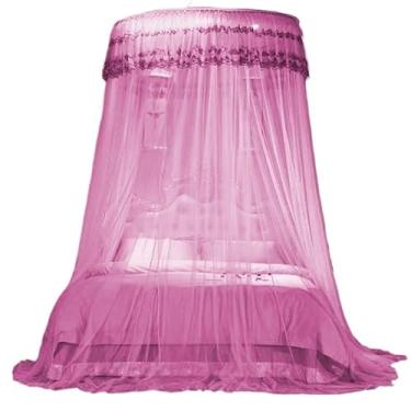 Imagem de Mosquiteiro de Teto Casal Gigante King/Queen – Sem Abertura Lateral, Renda Volta ao Mundo, Proteção Completa Contra Mosquitos(Rosa)