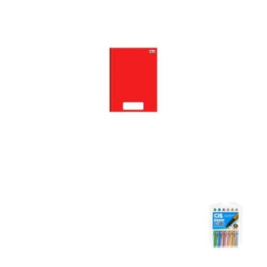 Imagem de Kit Caderno Brochura Capa Dura Pepper Vermelho 80 Folhas + Marcador Artístico Brush Metallic 6 Cores