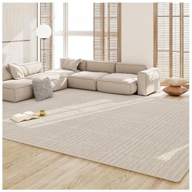 Imagem de SPXMQSS Tapete de sala de estar, tapete lavável resistente ao desgaste para quarto, tapete antiderrapante para sofá, mesa de café, para sala de estar, sala de jantar, quarto, escritório, cinza E 120 x