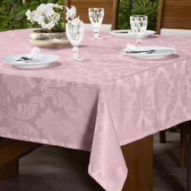 Imagem de Toalha de Mesa Jacquard Natal e Réveillon 4 6 e 8 Lugares – Decoração para Jantar e Eventos Especiais (ROSÊ,4 LUGARES 1.4X1.4)