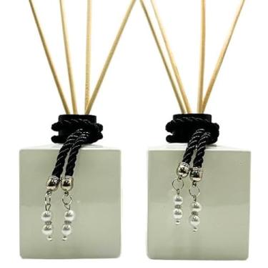 Imagem de Kit 2 Frascos de Vidro Branco 250ml para Difusor de Aromas com Tampas Luxo e Varetas – Aromatizador Decorativo(PRETO)