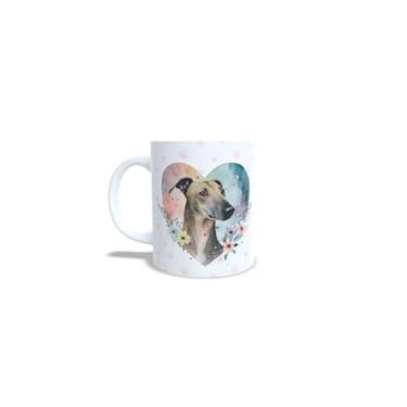 Imagem de Caneca de Cerâmica 325ml com Tema Beagle, Design de Cachorro com Flores, Branco e Rosa (13191)