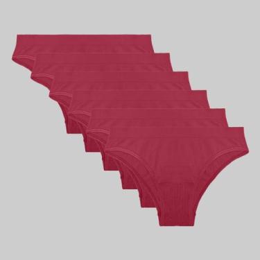 Imagem de Kit 6 Calcinhas Lupo Biquíni S. Costura Loba 40400, Vermelho, M