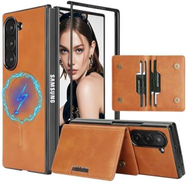Imagem de Fofvccv Capa carteira para Samsung Galaxy Z Fold 7 compatível com Magsafe, suporte magnético destacável 2 em 1 de couro com suporte flip à prova de choque com bloqueio de RFID para Galaxy Z Fold7 C1
