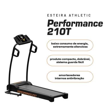 Imagem de Esteira Elétrica Athletic Performance 210t 10km/h 100kg Compacta Dobrável 6 Amortecedores 7 Funções Bivolt
