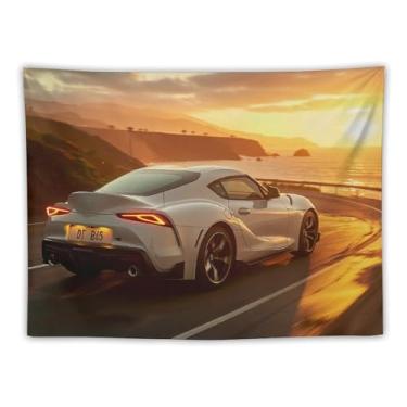 Imagem de HouLaiZhe Tapeçaria de carro japonesa Jdm Sup esportes pôr do sol pendurar na parede quarto decoração de casa tapeçarias estética piquenique decoração de parede arte de parede para dormitório sala de