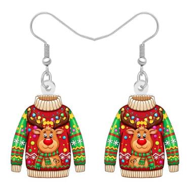 Imagem de BAMAY Brincos femininos de acrílico para mulheres, brincos de inverno bobos, bijuterias de fantasia de Natal, presentes femininos para acessórios de Natal, Medium, Acrílico, Sem pedra preciosa