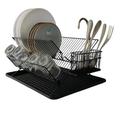 Imagem de Escorredor de Louça Dobrável Articulado Preto Flat de Cozinha e Pia 21 Pratos - Westing