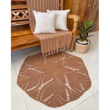 Imagem de Tapete P 1,10m Folha De Café Crochê Artesanal (Ferrugem)