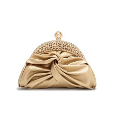 Imagem de Sweetovo Bolsa clutch feminina com strass, bolsa de ombro brilhante para festa e casamento com corrente, Dourado