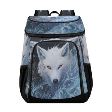 Imagem de Wassud Mochila térmica A-white-wolf-with-orange-eyes-1734425084067 para mulheres e homens, 36 latas à prova de vazamento, lancheira para piquenique, praia, acampamento, 33 x 20 x 43 cm