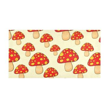 Imagem de Burbuja Tapete de corrida com desenho de cogumelos vermelhos de pelúcia antiderrapante tapete de cozinha para corredor, quarto, sala de estar, decoração de entrada, lavável na máquina, 51 x 99 cm