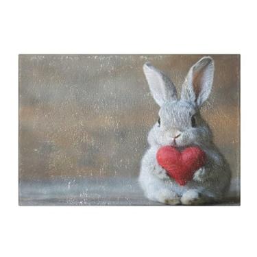 Imagem de Burbuja Tapete de banho Valentine Bunny, tapete de banheiro absorvente extra macio com suporte antiderrapante para banheiro, banheira, chuveiro, 40 x 61 cm
