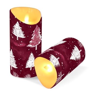 Imagem de Blueangle Pacote com 2 velas de árvore de Natal sem chama com controle remoto e temporizador, velas LED cintilantes (7,6 cm x 9,9 cm) para decoração de casa, casamento, acampamento (143)