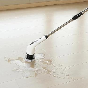 Imagem de Mop Elétrico Esfregão Giratório com Escova Elétrica de Limpeza, Kit 9 em 1 Recarregável, Cabo Ajustável para Limpeza Rápida e Profunda em Pisos, Banheiro e Cozinha