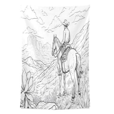 Imagem de STAYTOP Tapeçaria de parede de caubói do deserto norte-americano tapeçarias para decoração de casa decoração de dormitório sala de estar quarto tapete de parede (60 × 51 polegadas)