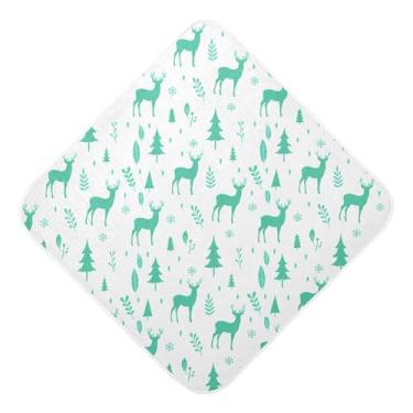 Imagem de Burbuja Toalha de banho de bebê de cervo de árvore de inverno - Toalha com capuz de musselina macia e absorvente para recém-nascidos e bebês, 89 x 89 cm