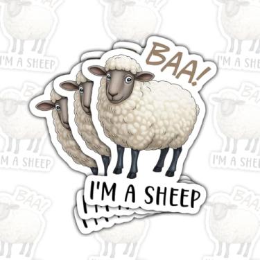 Imagem de 3 adesivos de ovelha Baa, adesivos de vinil engraçados de animais de fazenda para laptop, caderno, diário, garrafa de água, para-choque de carro, presente para adolescentes, estudantes, agricultores