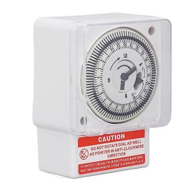 Imagem de Luqeeg Temporizador Industrial, Interruptor de Tempo Mecânico de 24 Horas, Interruptor de Temporização Preciso para Grade de Estado Ac220v, Material Retardador de Chama de Pc