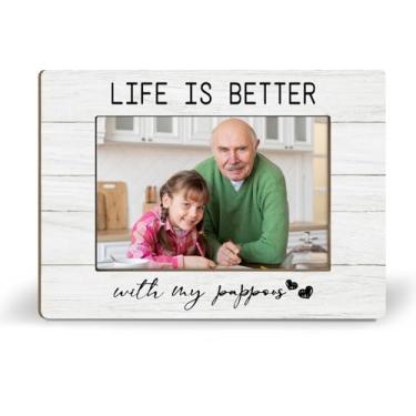 Imagem de iEFEY Porta-retratos Pappous Gifts 21 x 14 cm, presentes de papoula para vovô de netos, Grandchikdren, presente de aniversário para pais, melhor avô, porta-retratos de madeira, serve para decoração de