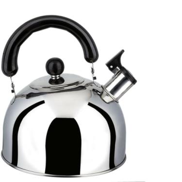 Imagem de Chaleira Inox 2L Com Apito Para Fogão Gás Indução Ferve Rápido Luxo, Anti-Corrosão, Segura para Uso Diário