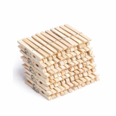 Imagem de Pregador de Roupa Madeira Reforçado, Natural, 7 cm, 24 Unidades