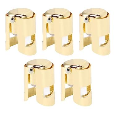 Imagem de Eujgoov 5 Peças Rolhas de Champanhe de Aço Inoxidável Protetores de Vinho Reutilizáveis ​​para Garrafas Selantes Espumantes a Maioria Dos Presentes Vermelhos Acessórios de Bar Mimosa Suprimentos