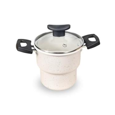 Imagem de Cuscuzeiro Premium Antiaderente 14cm, Tampa de Vidro Temperado, Alumínio com Revestimento, Cabos Baquelite, Vaporizador para Cuscuz e Cozimento a Vapor