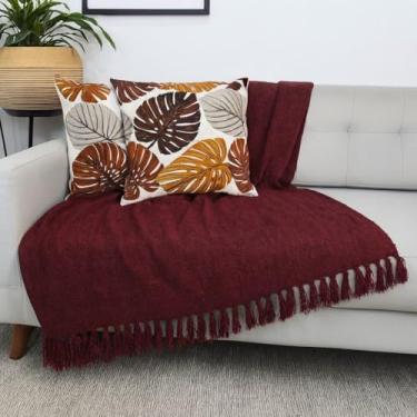 Imagem de Manta para Sofá 2,40 x 1,80 - Capa Protetora Gigante em Algodão para Sofá, Cama ou Área Externa - Fácil de Lavar(VINHO MESCLADA)