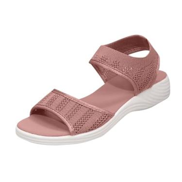 Imagem de Sandálias rasteiras femininas Flying Woven Fish Mouth para moda casual ao ar livre com salto de 2-4 cm, rosa, 34