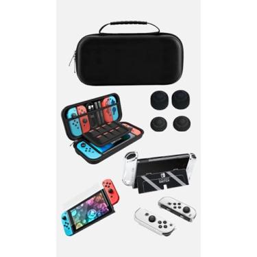 Imagem de Capa Case Estojo Para Nintendo Switch Console + 2 Pelicula Vidro 4 grip 1 capa tpu proteção anti queda luxepha