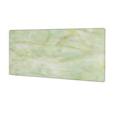 Imagem de Tapete de mouse grande abstrato mármore verde à prova d'água protetor de mesa estendido para computador tapete de base de borracha antiderrapante para escritório, computador, teclado, laptop e mesa de