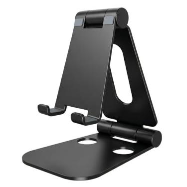 Imagem de LOXP Suporte para tablet, suporte de mesa ajustável de liga de alumínio, compatível com iPads de 4 a 15,6 polegadas, Kindle, tablets de superfície, monitores portáteis e mais - preto escuro