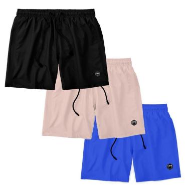 Imagem de Kit 3 Bermudas Life Lisa Short Liso Masculino Básico Mauricinho Tactel-Masculino