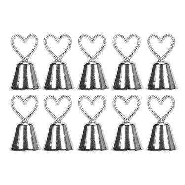 Imagem de Ainoli 10 peças porta-números de mesa estilo europeu inovador porta-cartões em formato de sino para eventos casamento restaurantes (Prata)
