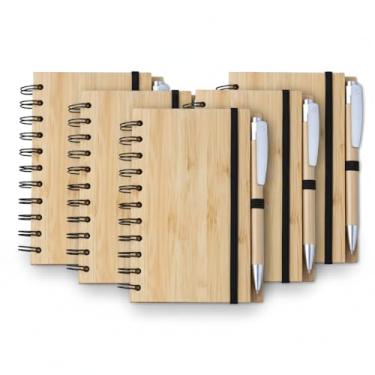 Imagem de Caderno de Anotações com Capa de Bambu, Espiral, 14 x 9 cm, 60 Folhas Pautadas, com Caneta de Bambu e Elástico (5)