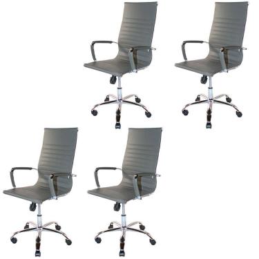 Imagem de Kit 4 Cadeiras Presidente Charles Eames Esteirinha Couro Pu 11P