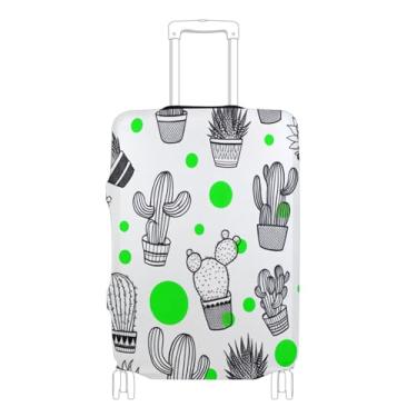 Imagem de Joisal Cacti Succulents Green Dots White Suitcase Cover Custom Luggage Protector Anti-Scratch Vacation Essentials Mala Gráfico, P, serve para capa de 45 a 50 cm, Cacti Succulents Green Dots White, XL
