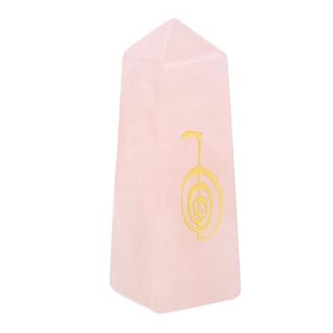 Imagem de SIWOTED Tower Crystal Stones Wand Coluna de pedra de cristal multifuncional de 4 lados para casa e escritório (Rosa)