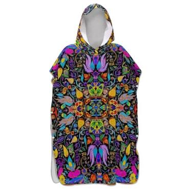 Imagem de TSENQUE Poncho de surfe leve para trocador de roupas de banho de praia com capuz floral oriental vintage colorido ponchos femininos com capuz