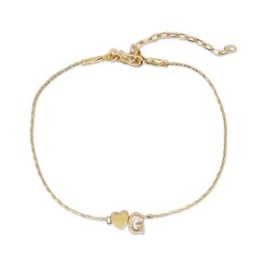 Imagem de Agriajun Pulseira delicada com inicial de coração dourado para mulheres, adolescentes, meninas, nome personalizado, alfabeto, letra, ajustável, berloque, pulseiras amigas, joias modernas, presente,