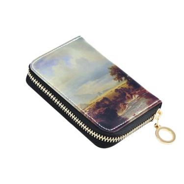Imagem de Carteira feminina com suporte de cartão de crédito com bloqueio de RFID, pequena carteira masculina com bolso para moedas, pintura de paisagem North Fork